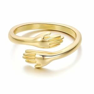 14 k gold plated hand shaped Love hug ring